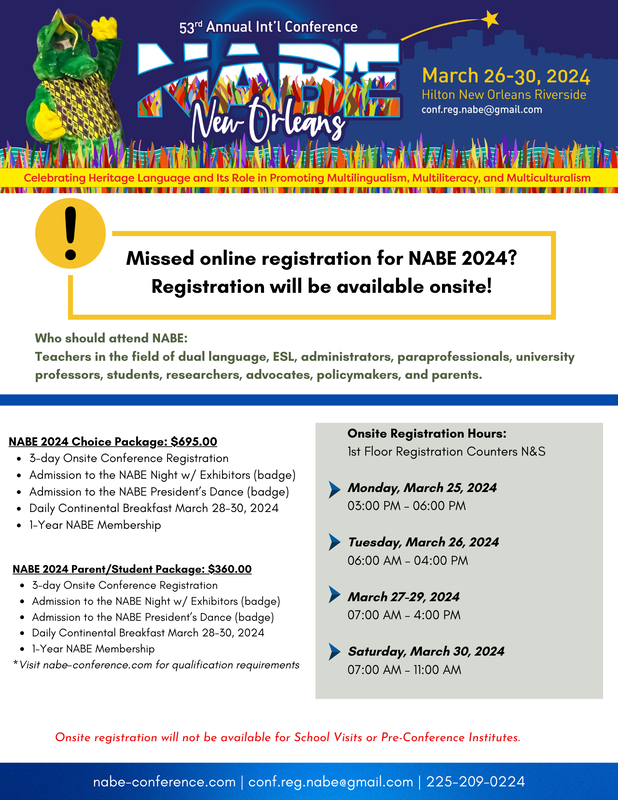 Registration & Hotel NATIONAL ASSOCIATION FOR BILINGUAL EDUCATION